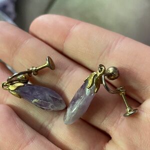 Elegant Gold and Purple Drop Earrings